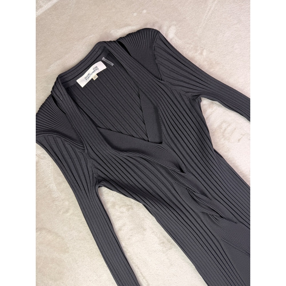 Diane von Furstenberg DVF Medium Veronique Ribbed-Knit Mini Dress Long Sleeve - Picture 6 of 12